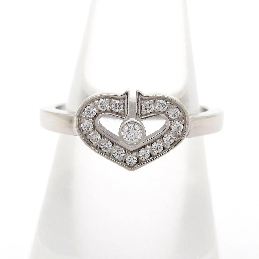 Cartier C Heart Ring 18K White Gold Diamond